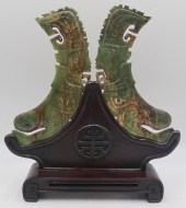 PAIR OF ARCHAISTIC STYLE CARVE