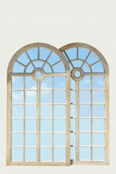 PAIR OF ARCHED WOOD MIRRORSEac