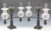PAIR OF ARGAND BRONZE LAMPS WI