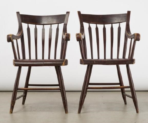 PAIR OF ARROWBACK ARMCHAIRS,