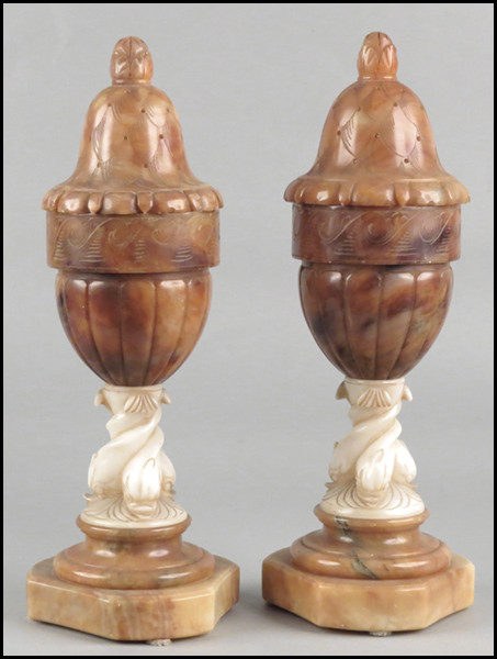 PAIR OF ART DECO ALABASTER LAMPS.