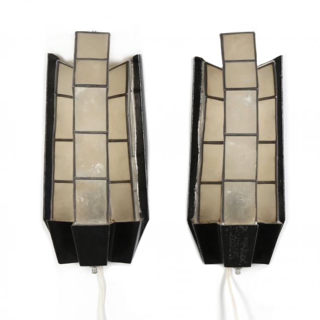 PAIR OF ART DECO CAPIZ SHELL
