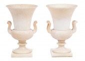 PAIR OF ART DECO CARVED ALABAS