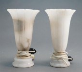 PAIR OF ART DECO CARVED ALABAS