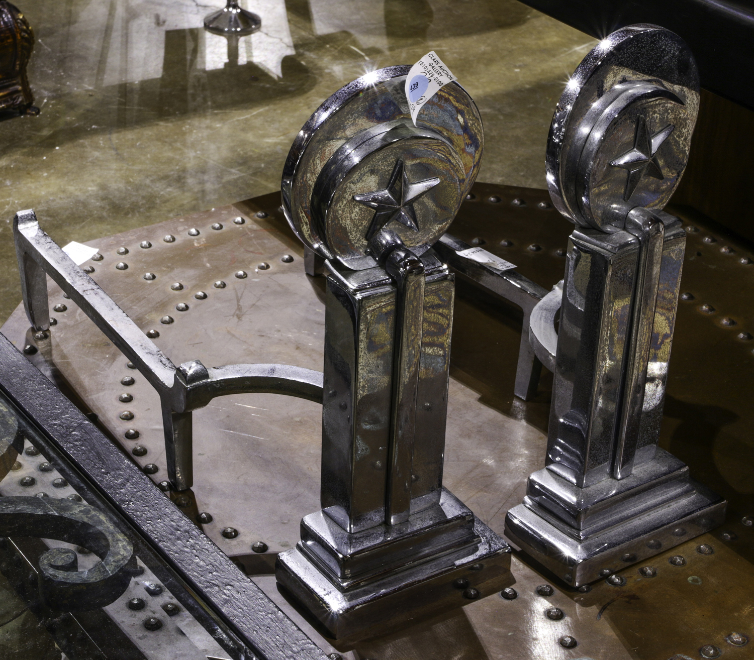 PAIR OF ART DECO CHROME ANDIRONS