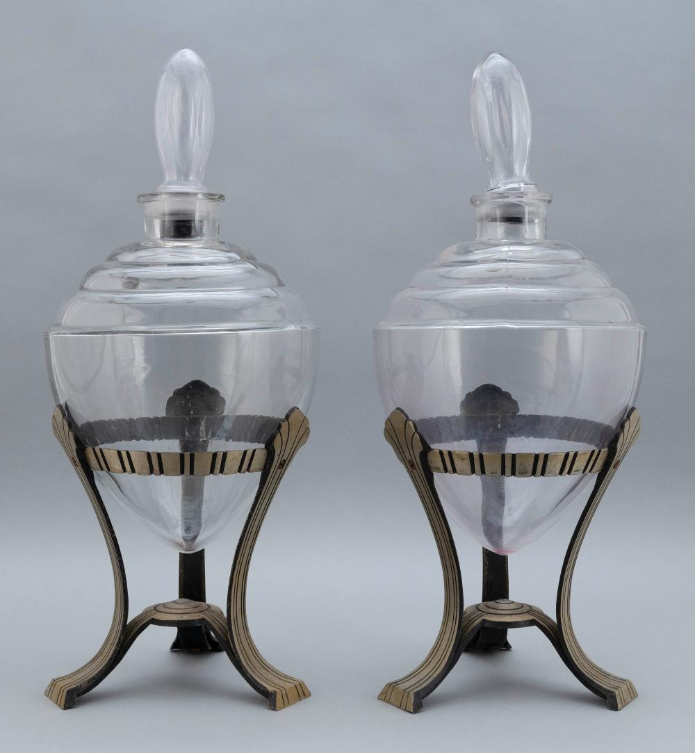 PAIR OF ART DECO CLEAR GLASS
