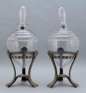 PAIR OF ART DECO CLEAR GLASS A