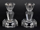 PAIR OF ART DECO CRYSTAL CANDL