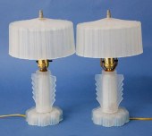 PAIR OF ART DECO FROSTED GLASS