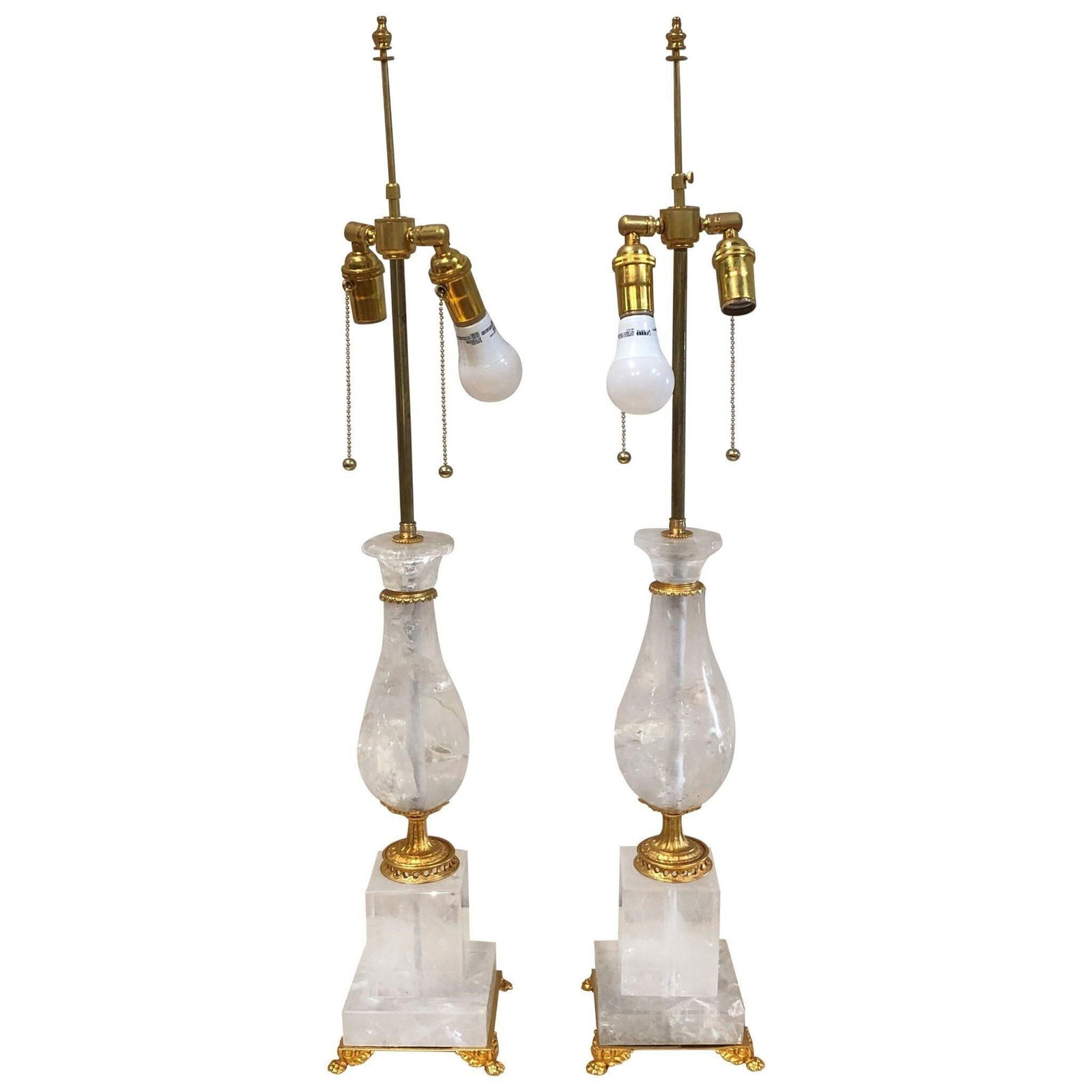 PAIR OF ART DECO LARGE ROCK CRYSTAL