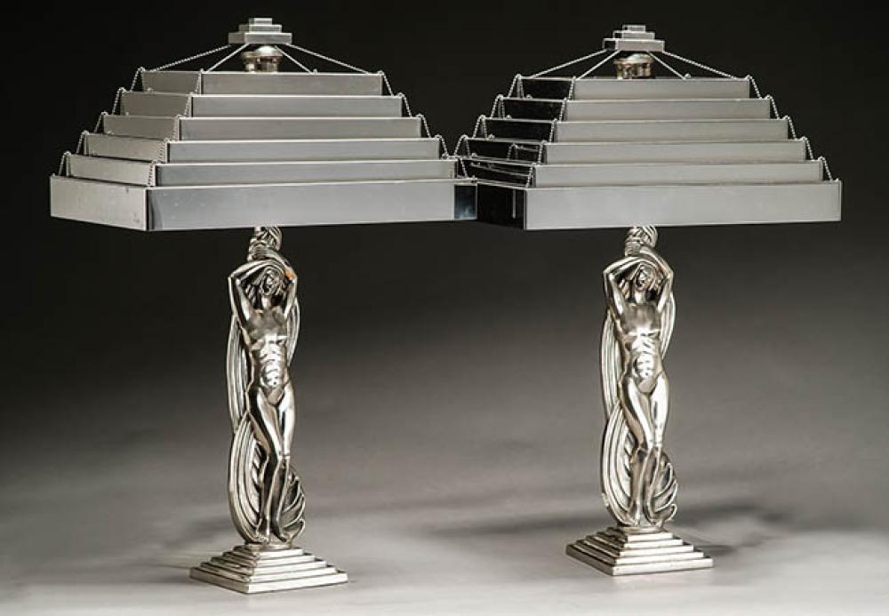 PAIR OF ART DECO NICKEL PLATED