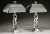PAIR OF ART DECO NICKEL PLATED
