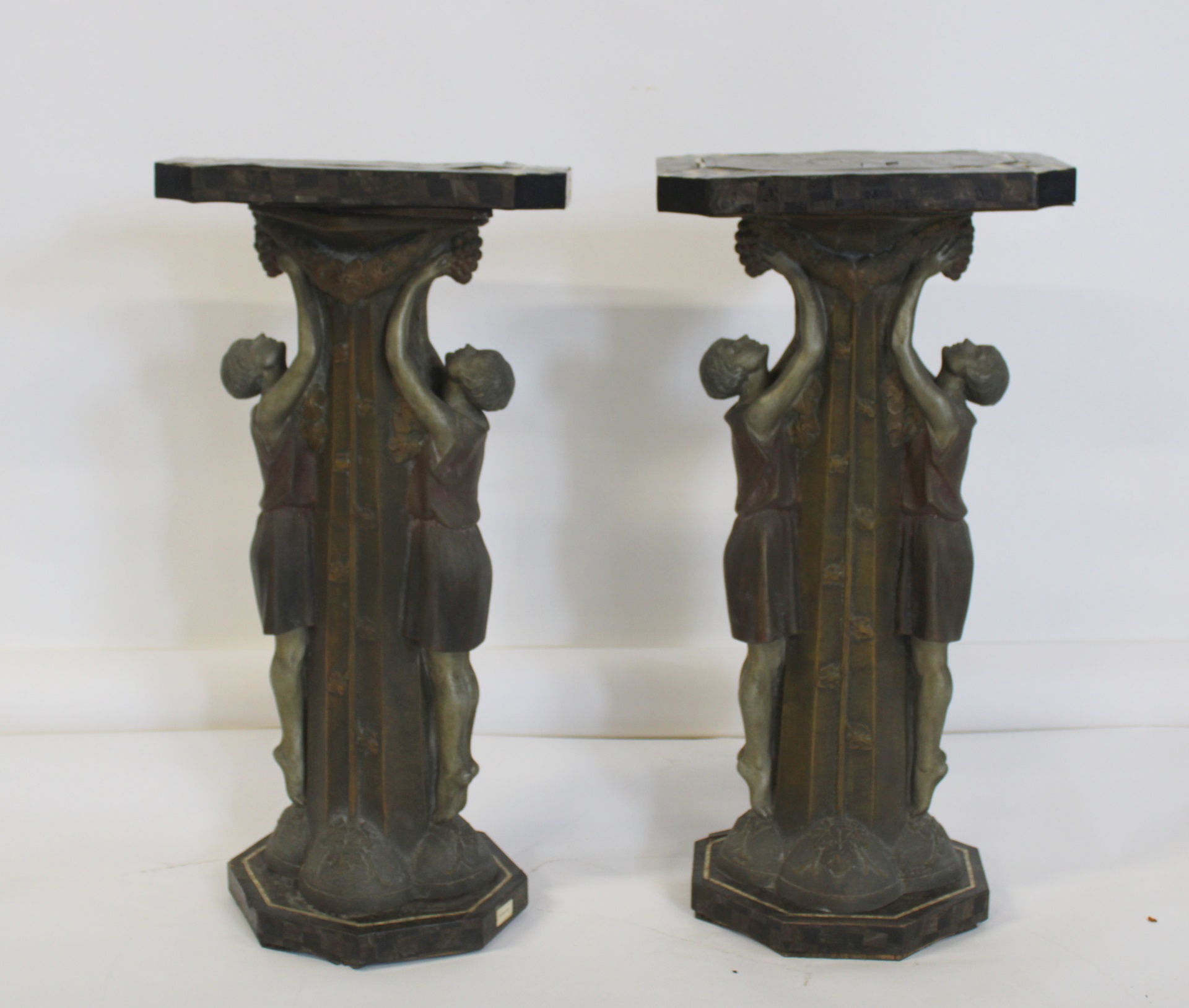 PAIR OF ART DECO PATINATED METAL