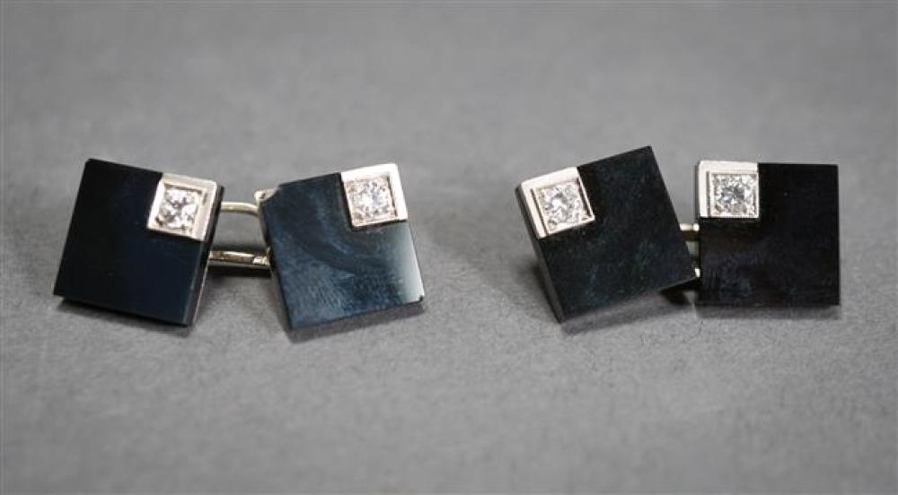 PAIR OF ART DECO PLATINUM, BLACK