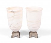 PAIR OF ART DECO STYLE NICKEL