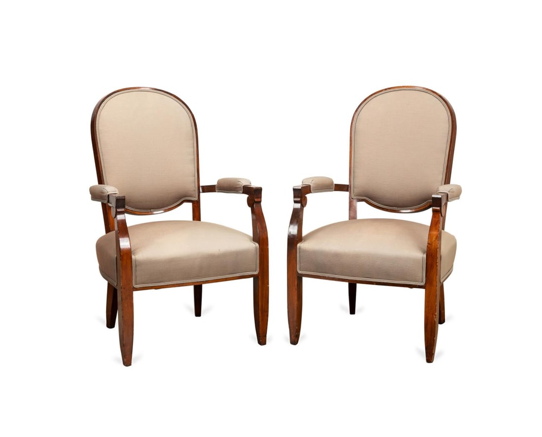 PAIR OF ART DECO STYLE TAUPE ACCENT