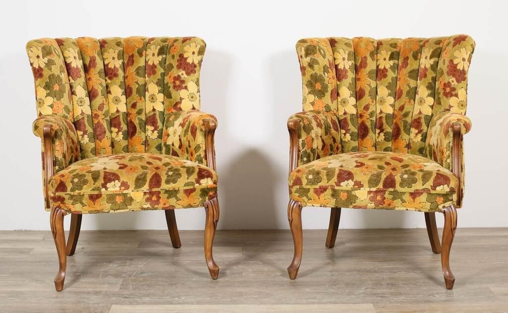 PAIR OF ART DECO STYLE CHANNEL BACK
