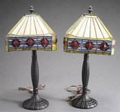 PAIR OF ART DECO STYLE PATINAT