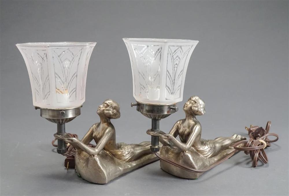 PAIR OF ART DECO STYLE PATINATED