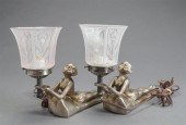 PAIR OF ART DECO STYLE PATINAT