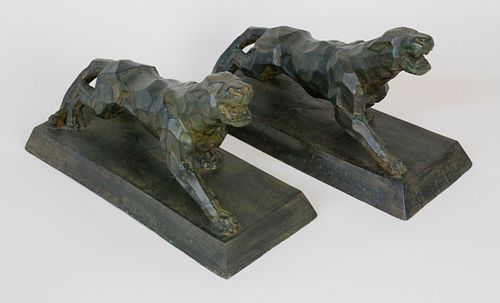 PAIR OF ART DECO STYLE GREEN