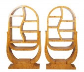 PAIR OF ART DECO-STYLE BURL VE