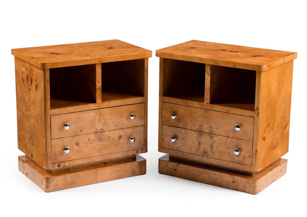 PAIR OF ART DECO-STYLE BURLWOOD
