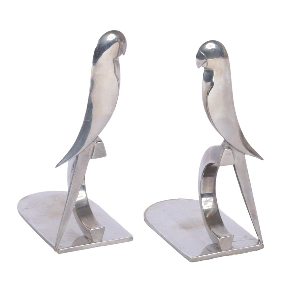 PAIR OF ART DECO STYLIZED CHROME