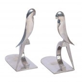 PAIR OF ART DECO STYLIZED CHRO