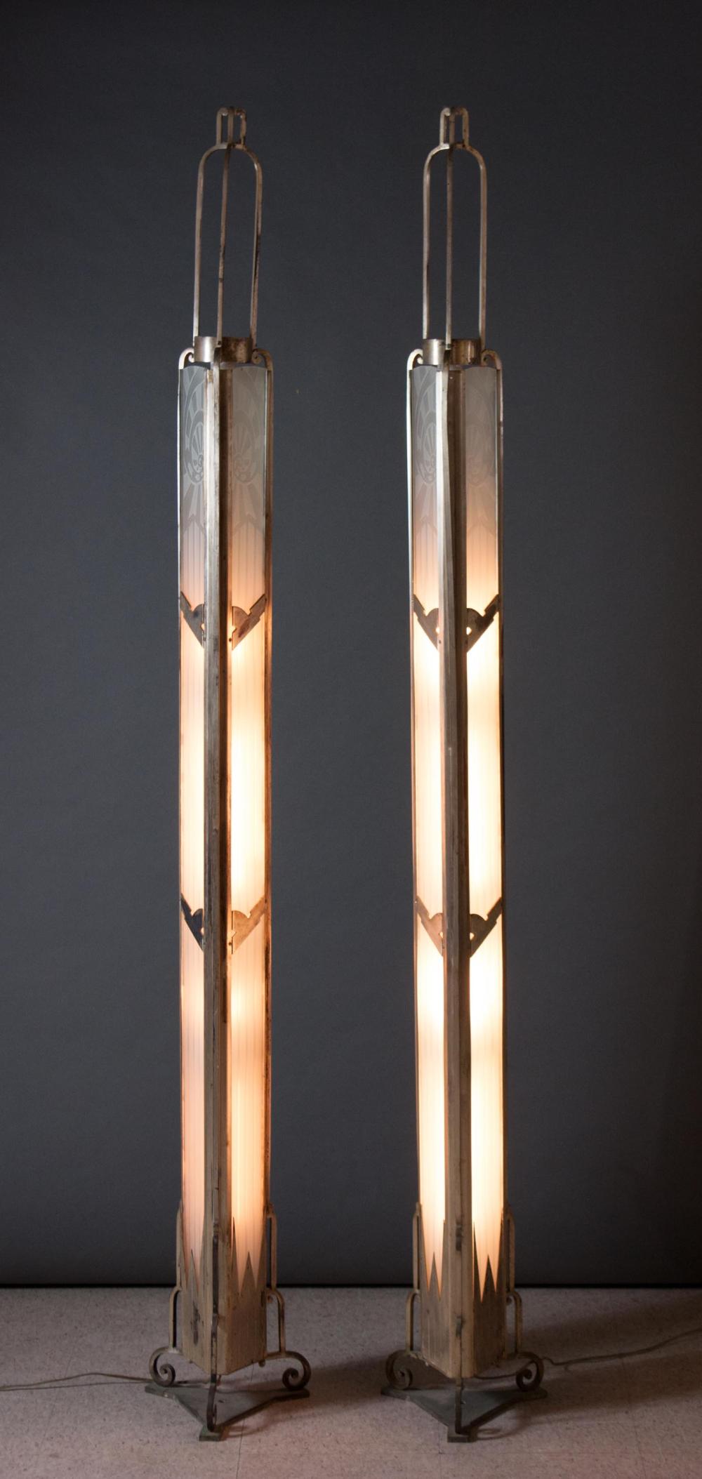 PAIR OF ART DECO TOWER FLOOR
