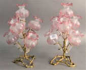 PAIR OF ART GLASS EPERGNES, AT