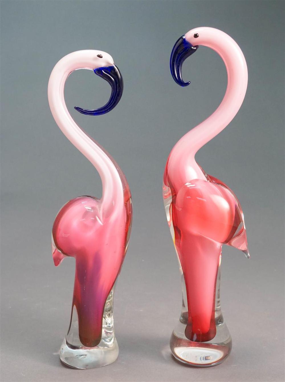 PAIR OF ART GLASS FLAMINGOSPair