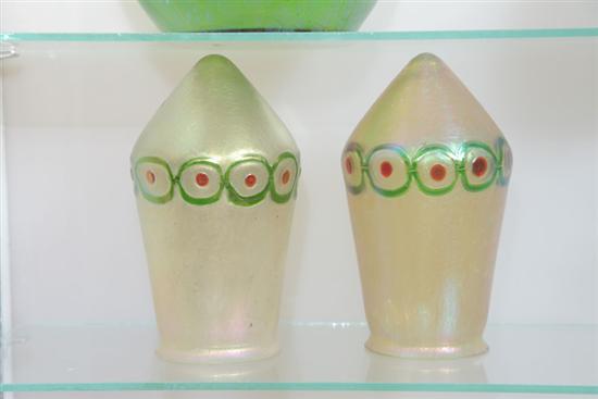 PAIR OF ART GLASS SHADES.