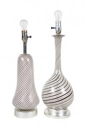 PAIR OF ART GLASS TABLE LAMPSt