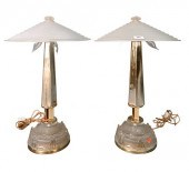 PAIR OF ART GLASS TABLE LAMPS,