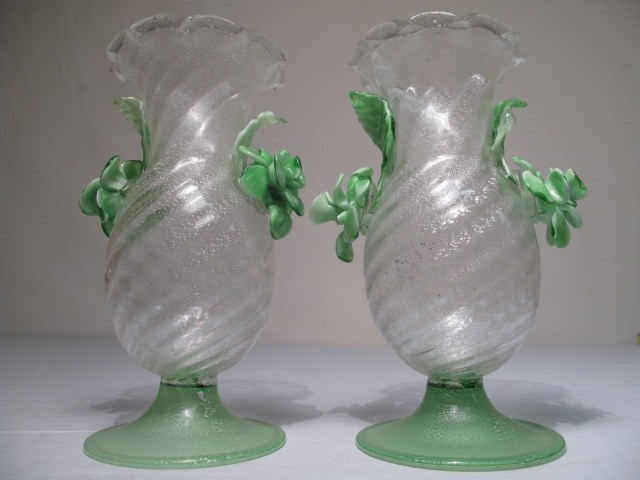 Pair of art glass vases. Glass