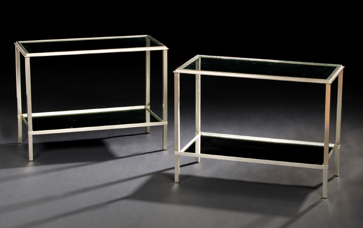 Pair of Art Moderne Brushed Steel