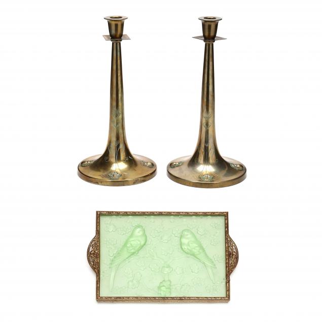 PAIR OF ART NOUVEAU BRASS