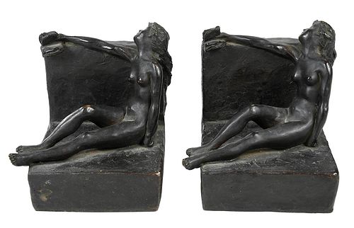 PAIR OF ART NOUVEAU BRONZE