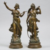 Pair of Art Nouveau Patinated