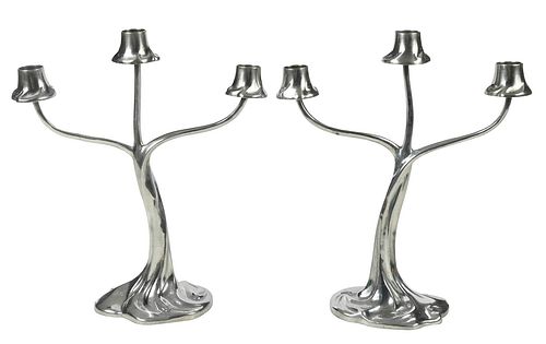 PAIR OF ART NOUVEAU PEWTER