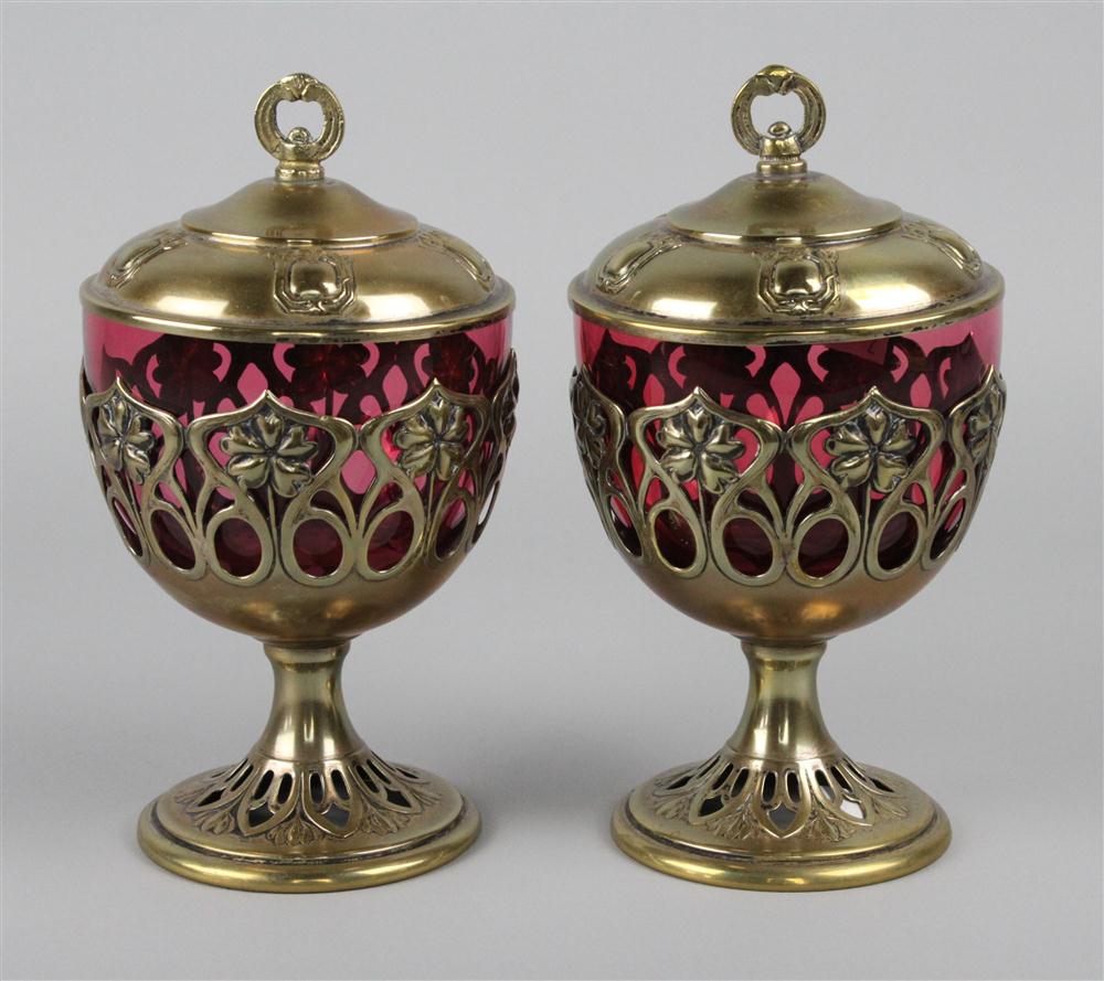 PAIR OF ART NOUVEAU SILVERED