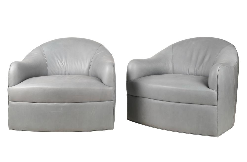 PAIR OF ARTERIORS LEATHER SWIVEL