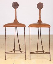 PAIR OF ARTISAN IRON FRAME BAR