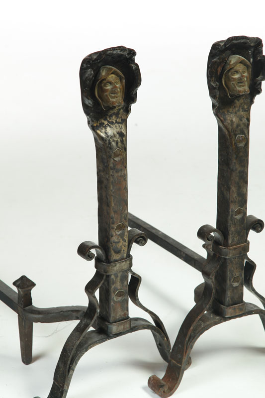 PAIR OF ARTS & CRAFTS ANDIRONS. 
