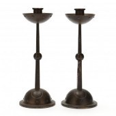 PAIR OF ARTS & CRAFTS HAMMERED