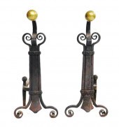 PAIR OF ARTS & CRAFTS ANDIRONS