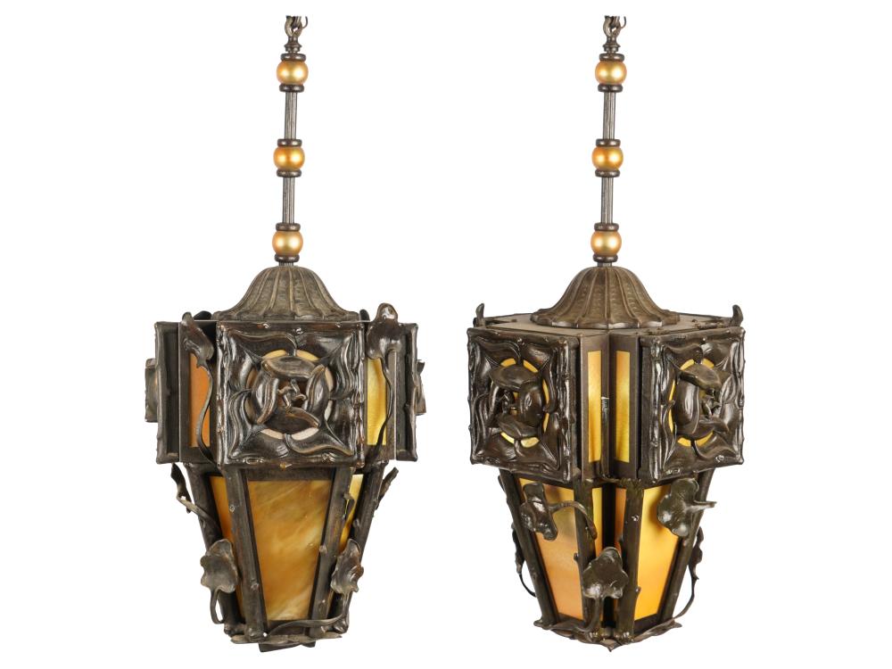 PAIR OF ARTS & CRAFTS BRONZE &