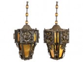 PAIR OF ARTS & CRAFTS BRONZE &