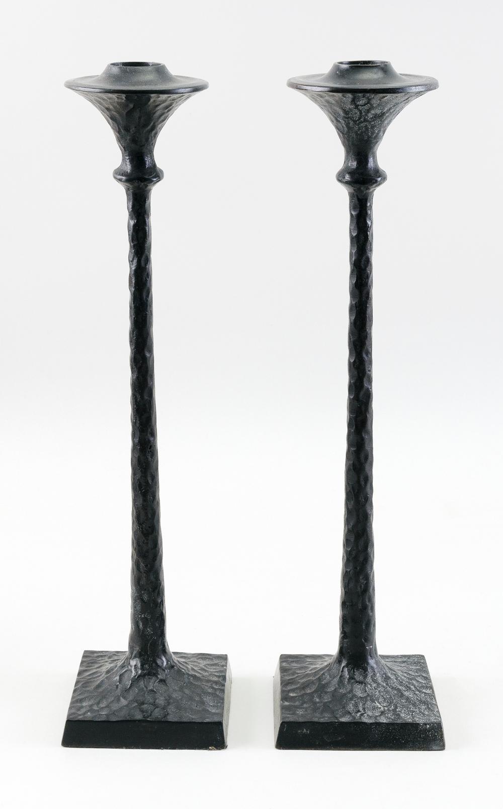 PAIR OF ARTS & CRAFTS HAND-HAMMERED